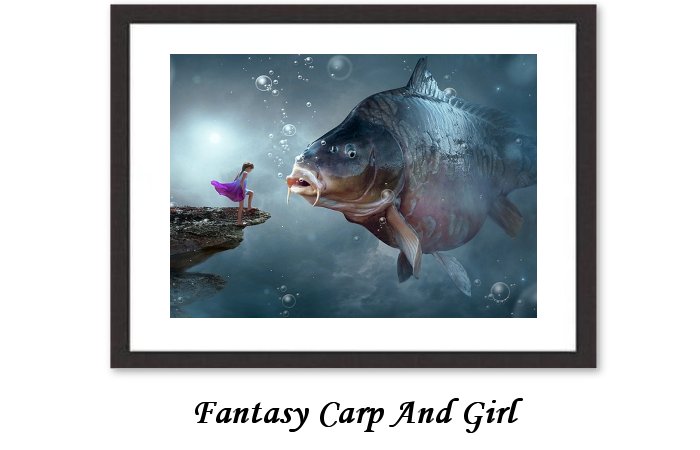 Fantasy Carp Girl Child Water Rock Encounter